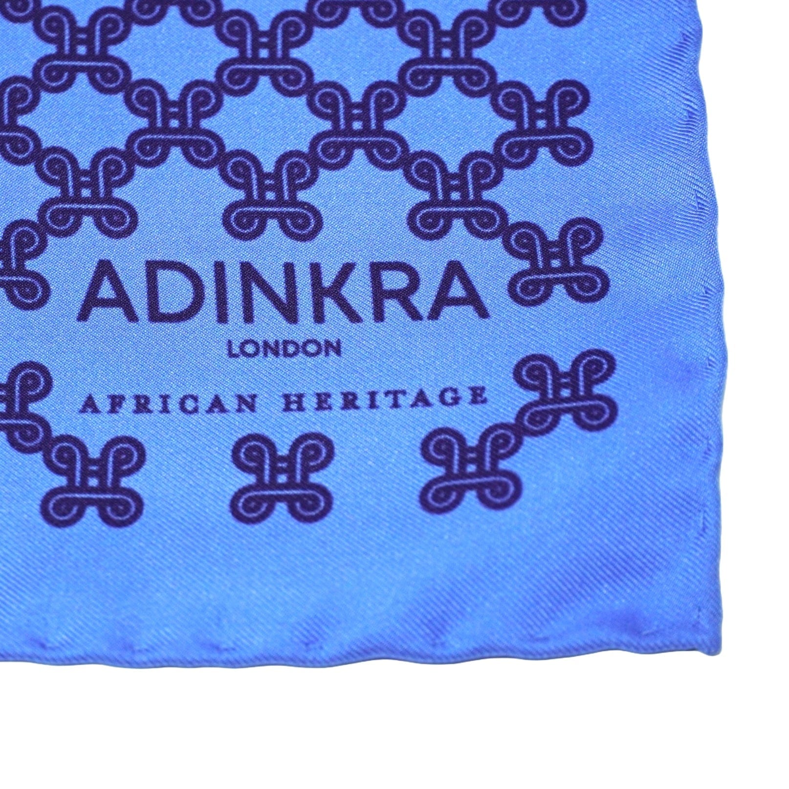 ADINKRA Pocket Square Navy Mpatapo hand-rolled silk pocket square