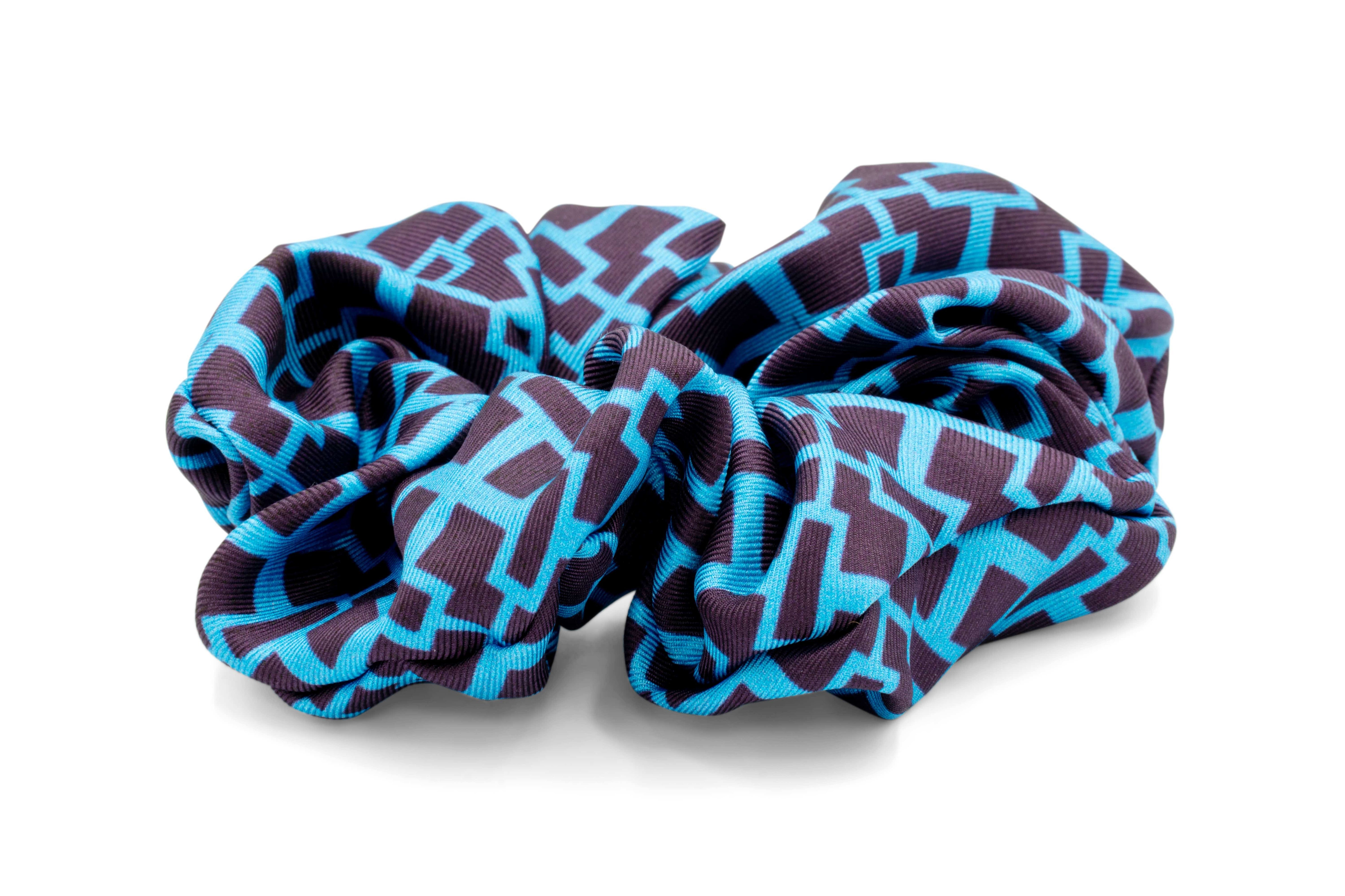 ADINKRA Scrunchie NSAA Silk Scrunchie (Blue on Purple Large Motif)