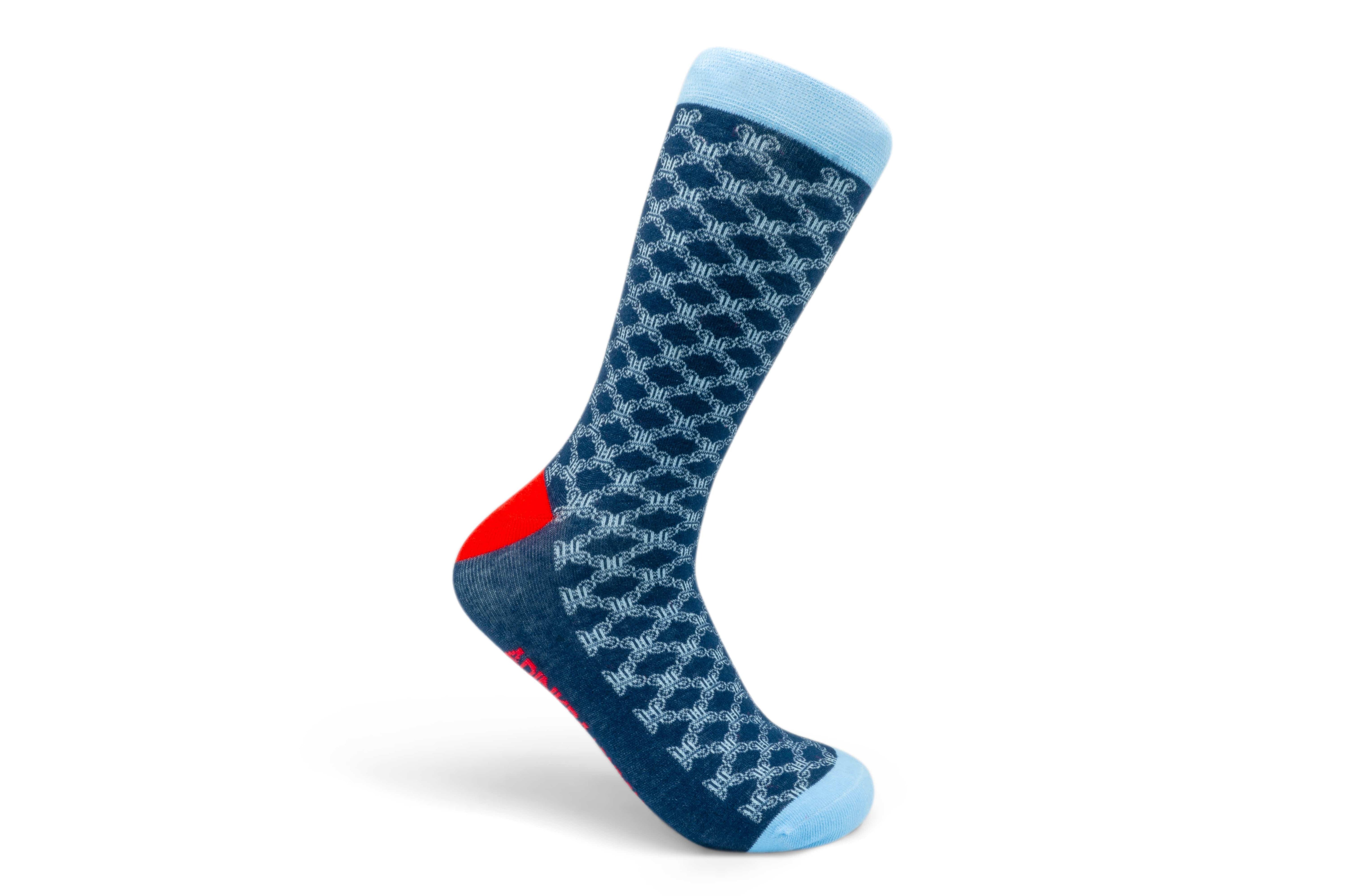 ADINKRA Socks Mpatapo Combed Cotton Socks (Sky Blue on Blue)