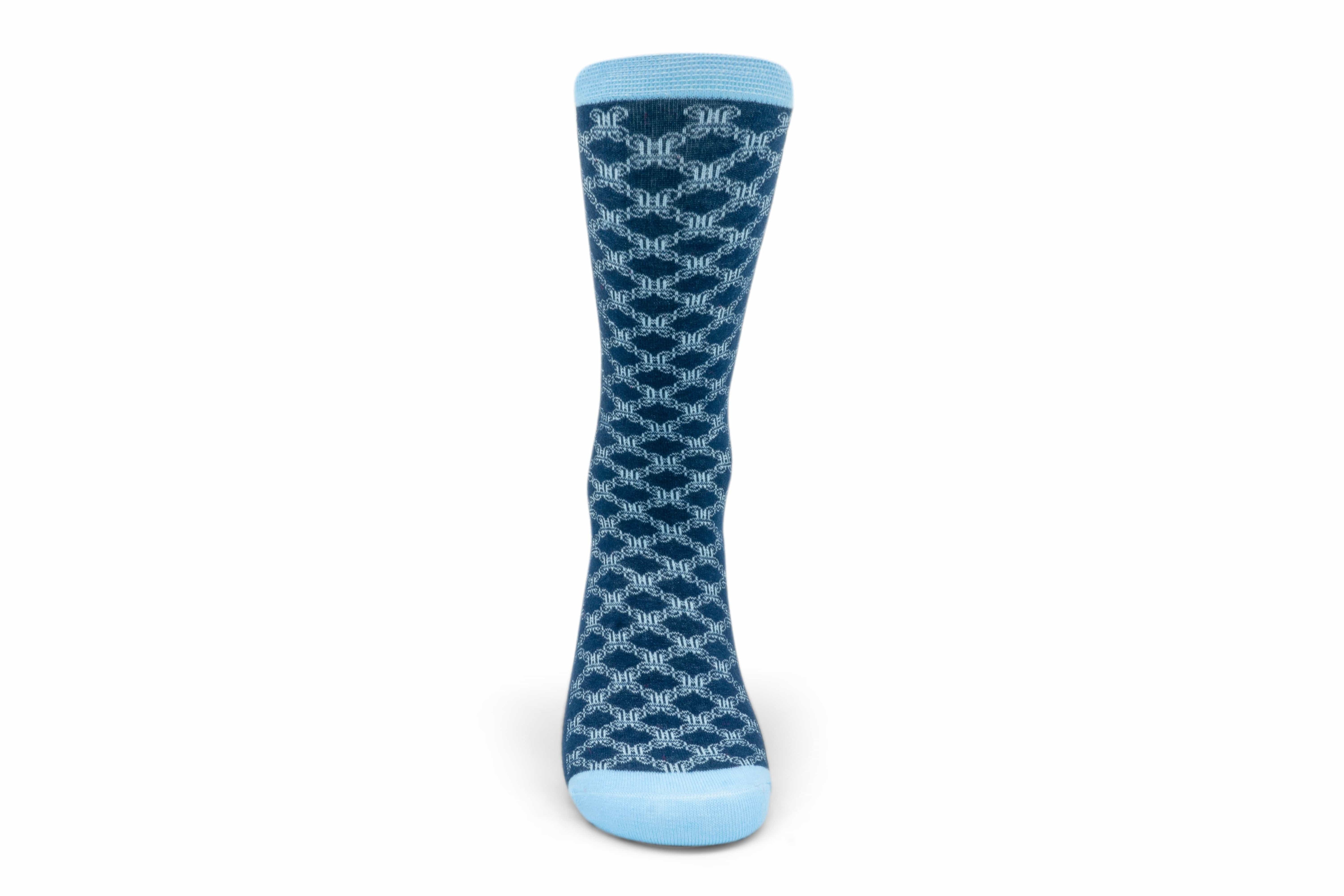 ADINKRA Socks Mpatapo Combed Cotton Socks (Sky Blue on Blue)