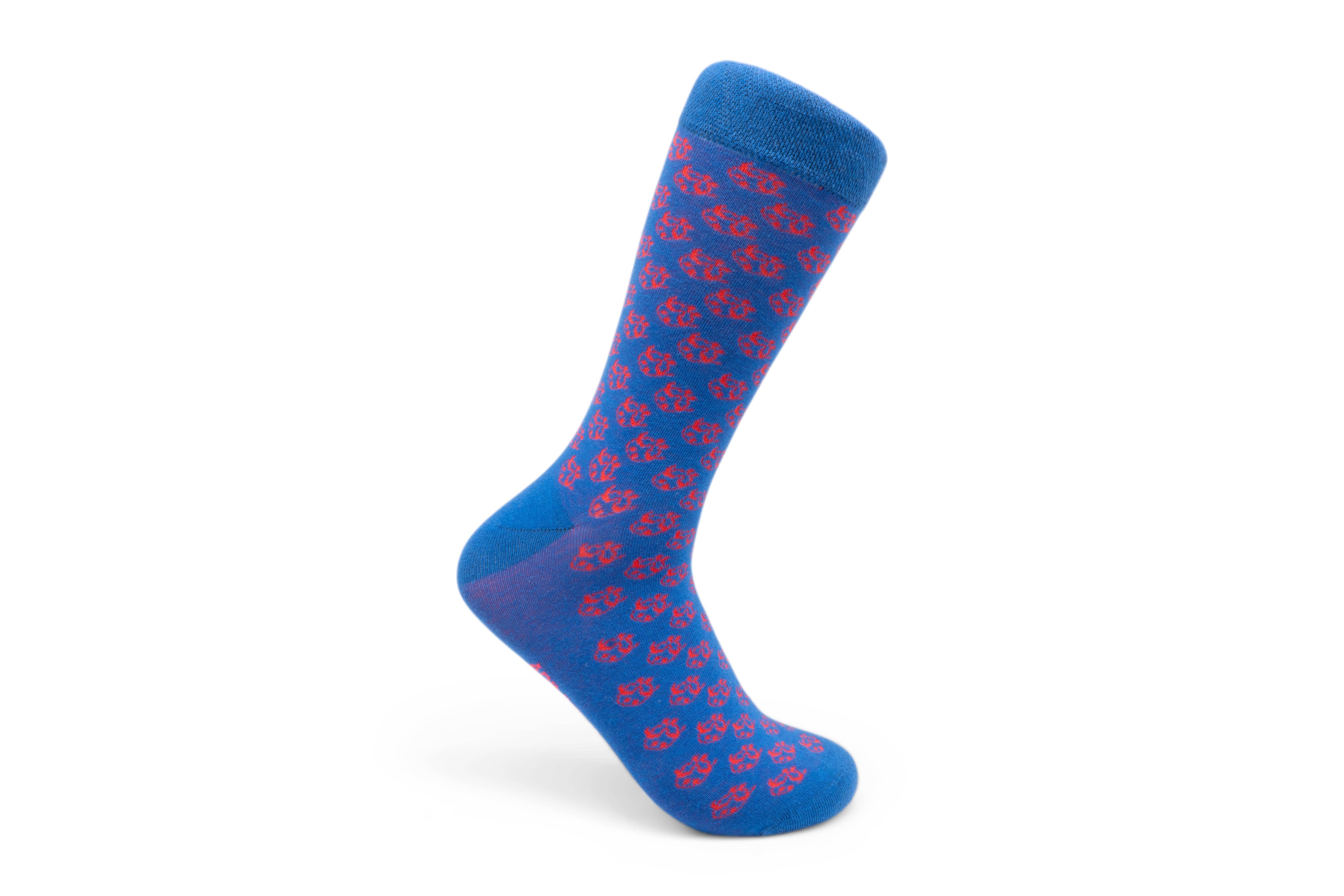 ADINKRA Socks Ti Koro Nko Agyina Combed Cotton Socks (Red on Blue)