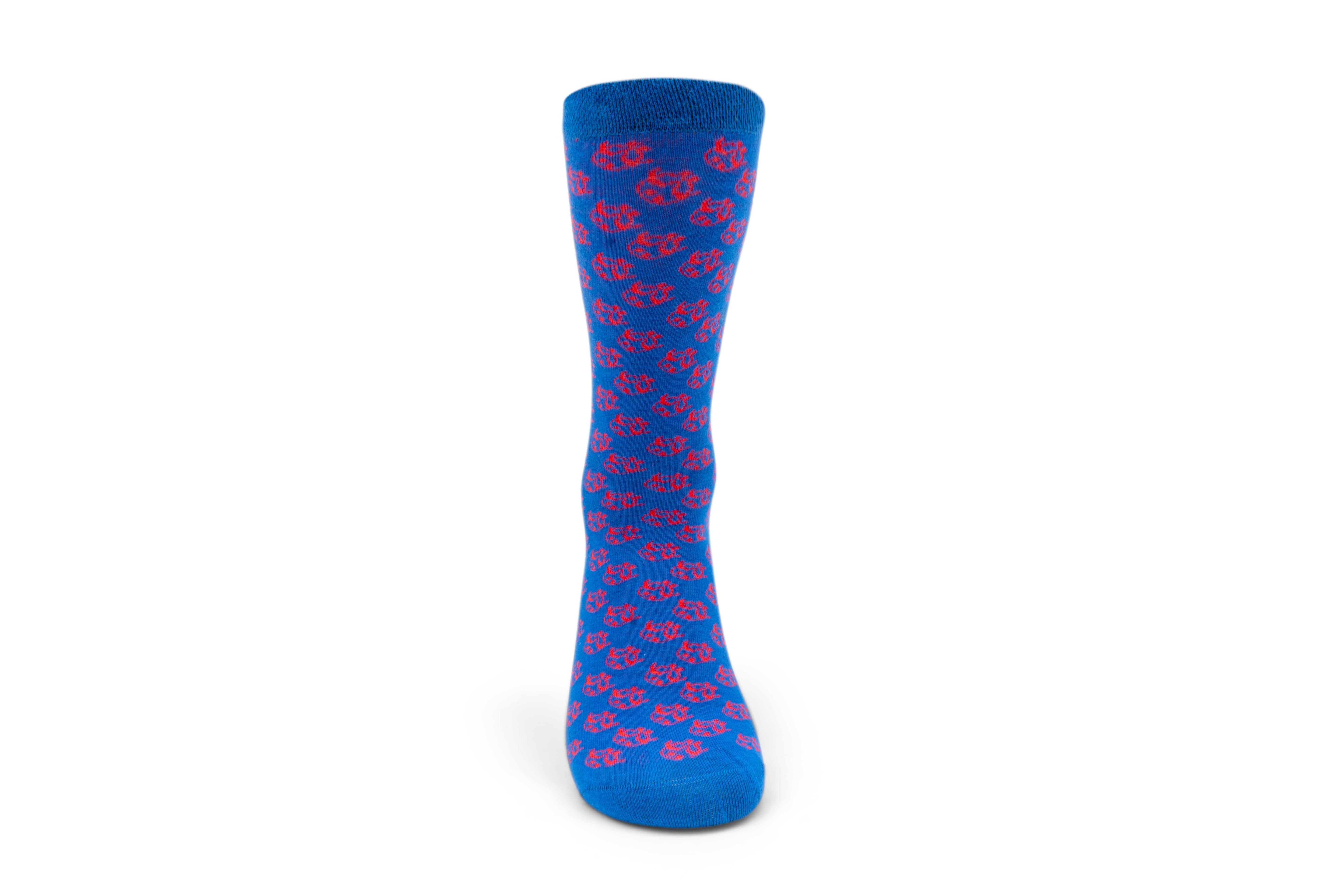 ADINKRA Socks Ti Koro Nko Agyina Combed Cotton Socks (Red on Blue)