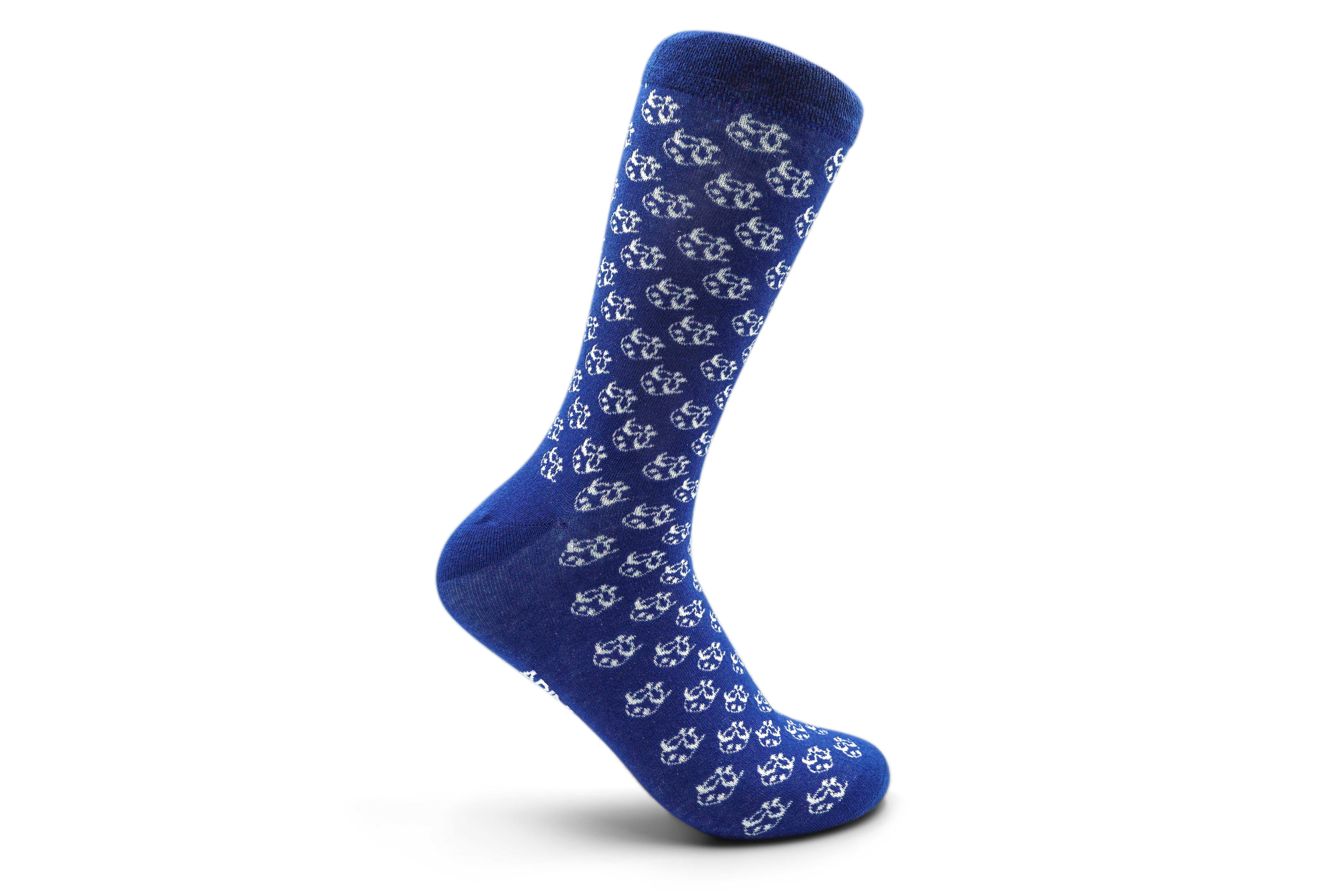 ADINKRA Socks Ti Koro Nko Agyina Combed Cotton Socks (White on Navy)