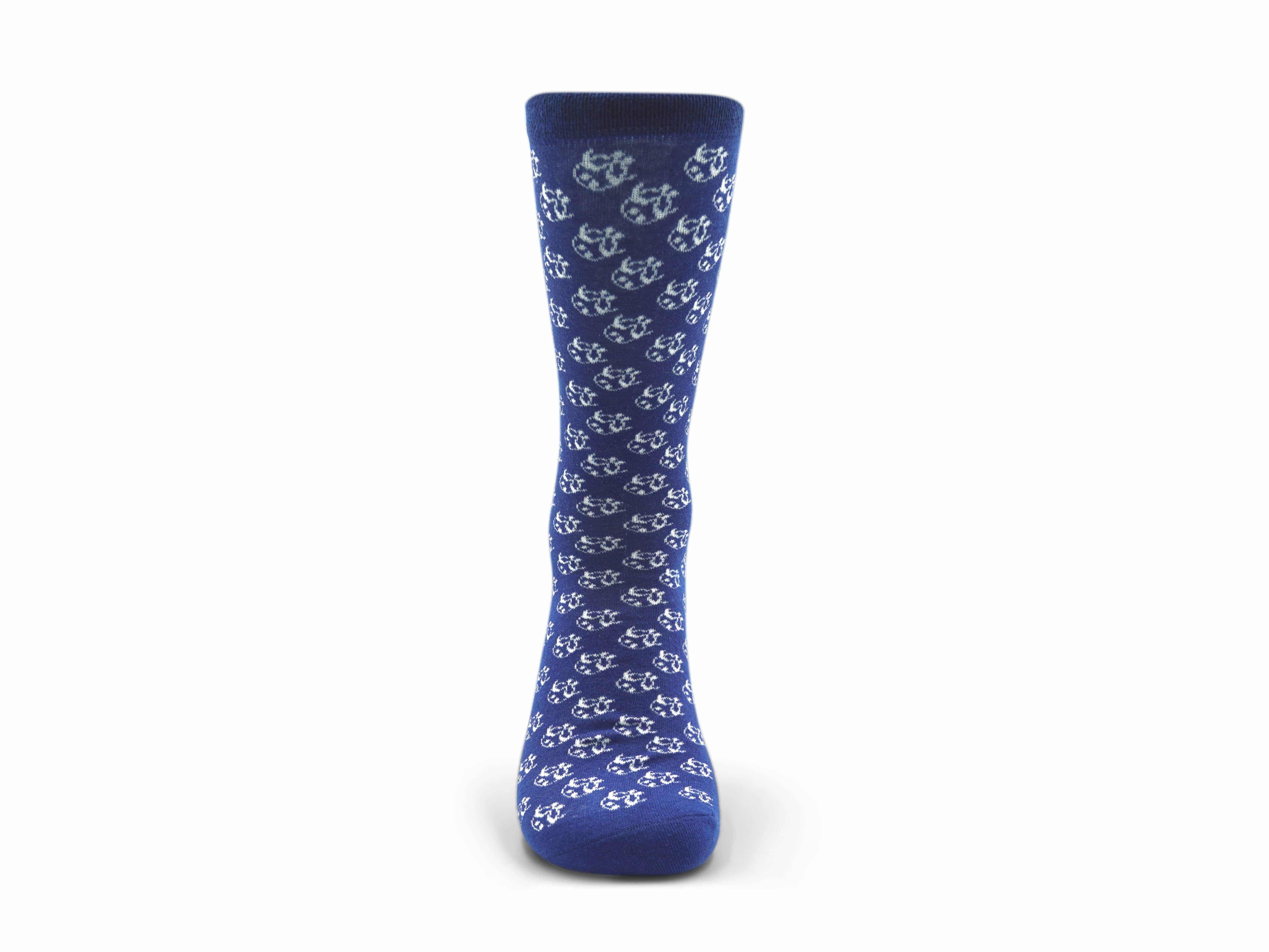 ADINKRA Socks Ti Koro Nko Agyina Combed Cotton Socks (White on Navy)