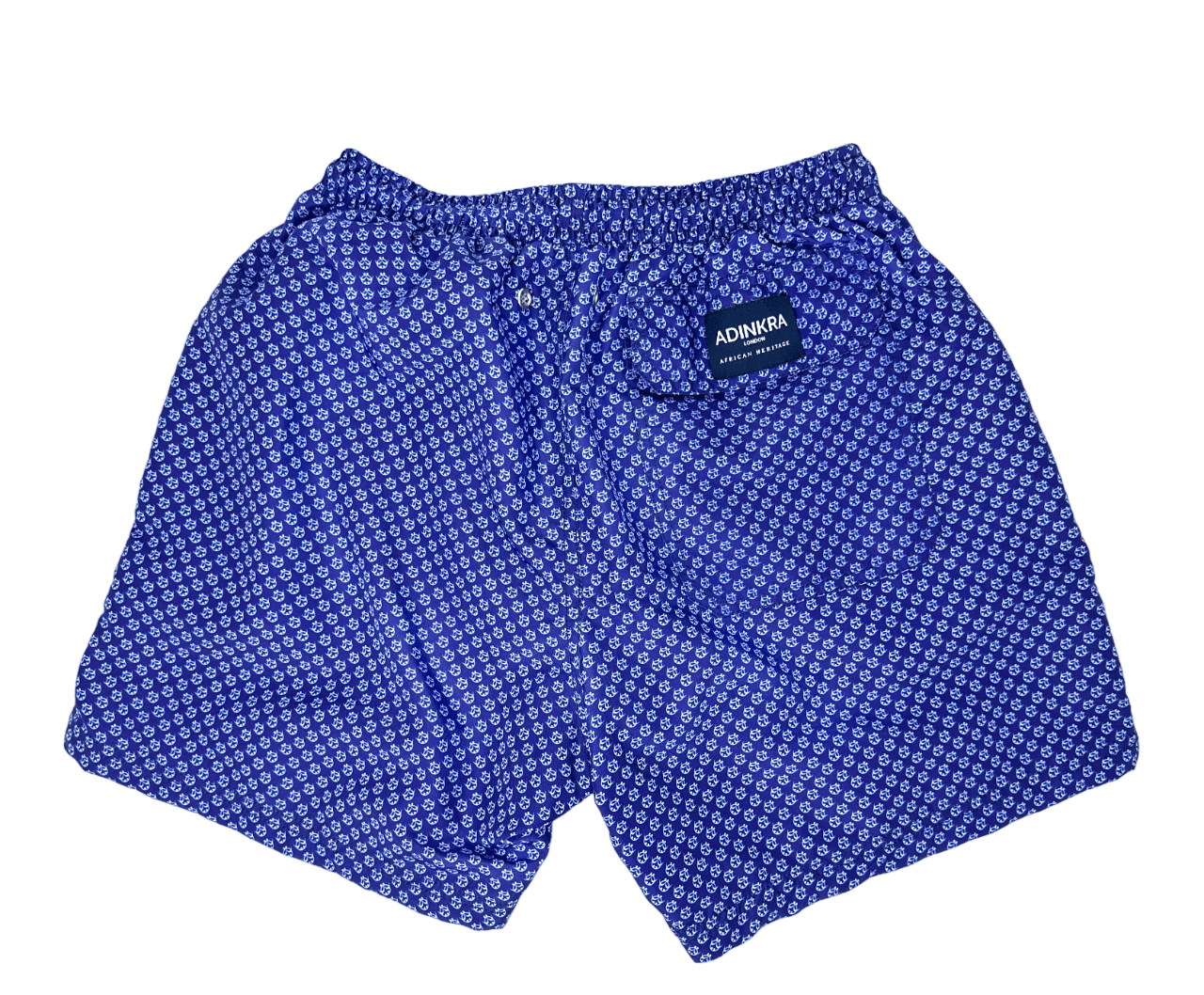 ADINKRA Swim shorts Ti Koro Nko Agyina Swim Shorts (White on Blue)