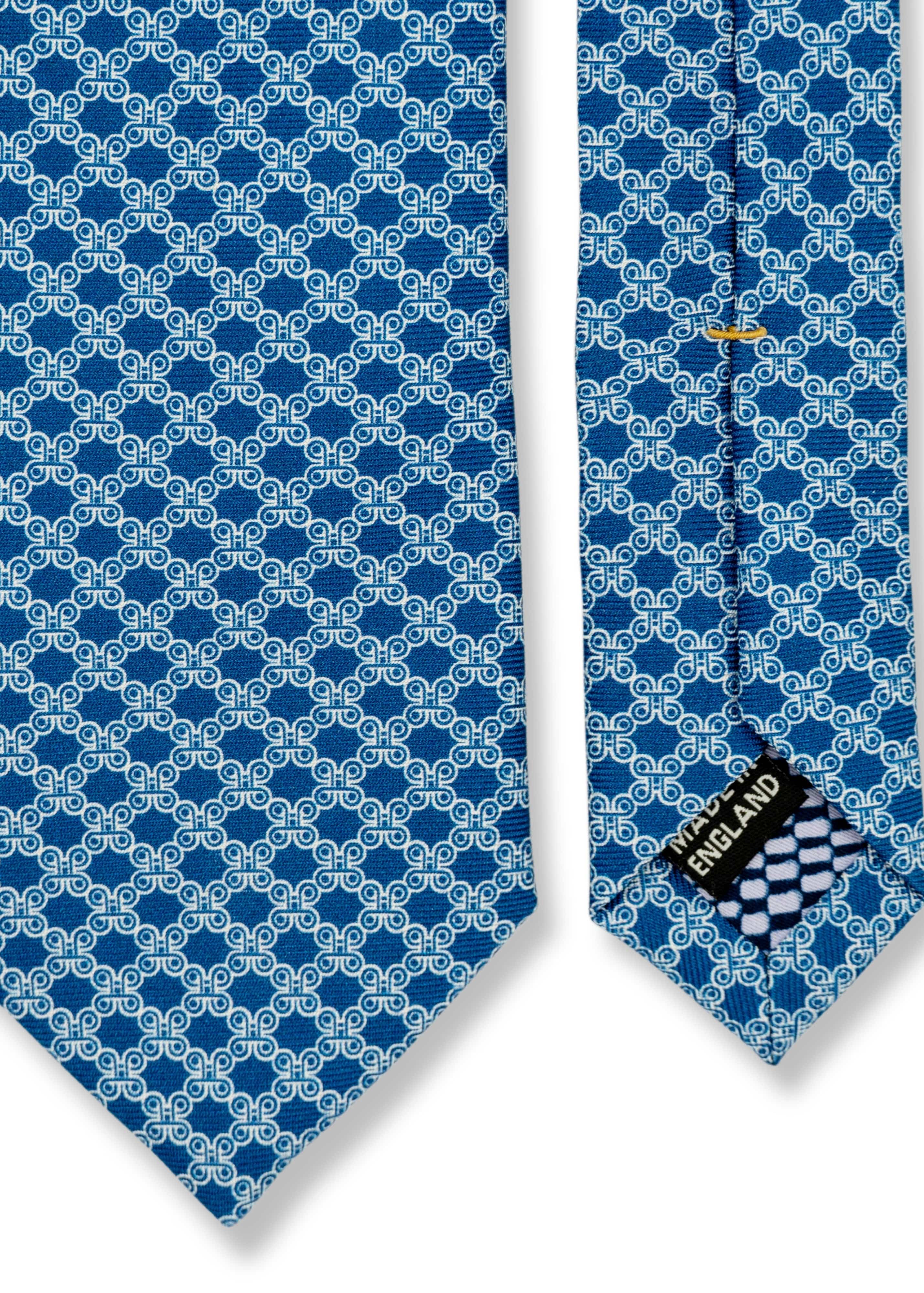 ADINKRA Tie Blue Mpatapo Hand-Finished Silk Tie