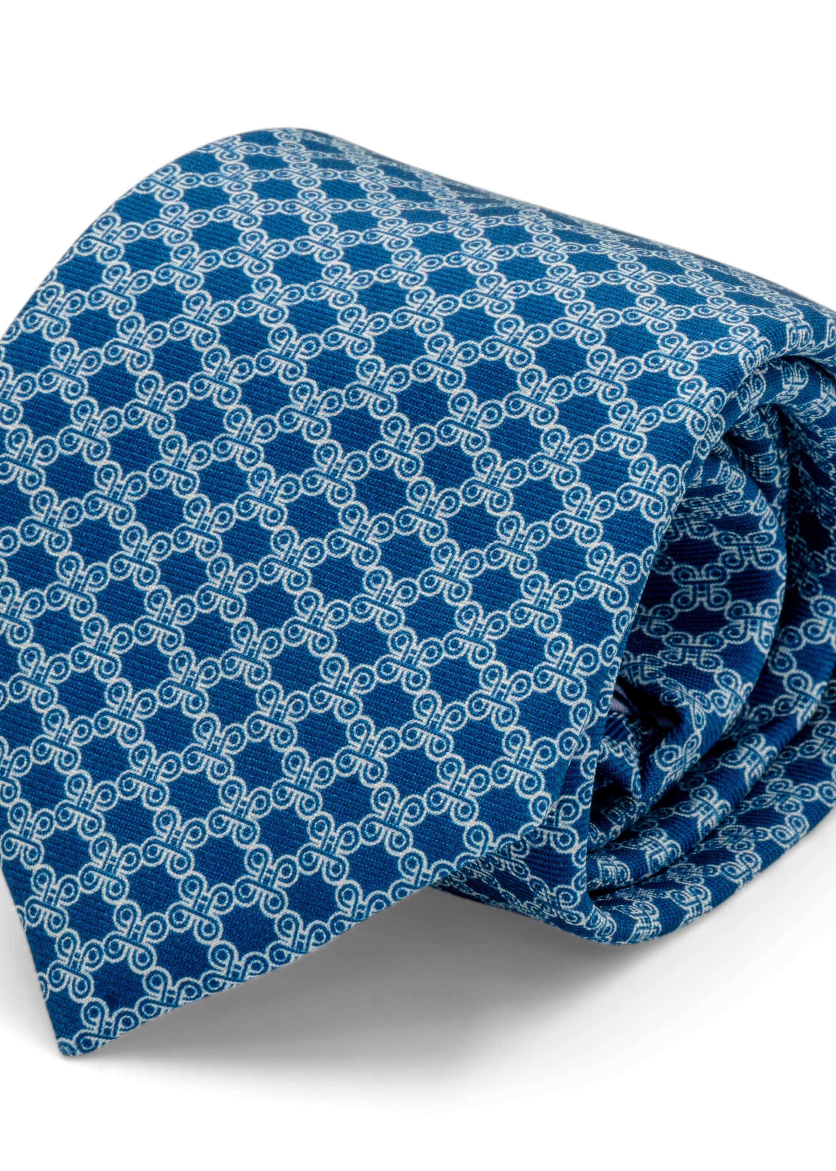 ADINKRA Tie Blue Mpatapo Hand-Finished Silk Tie