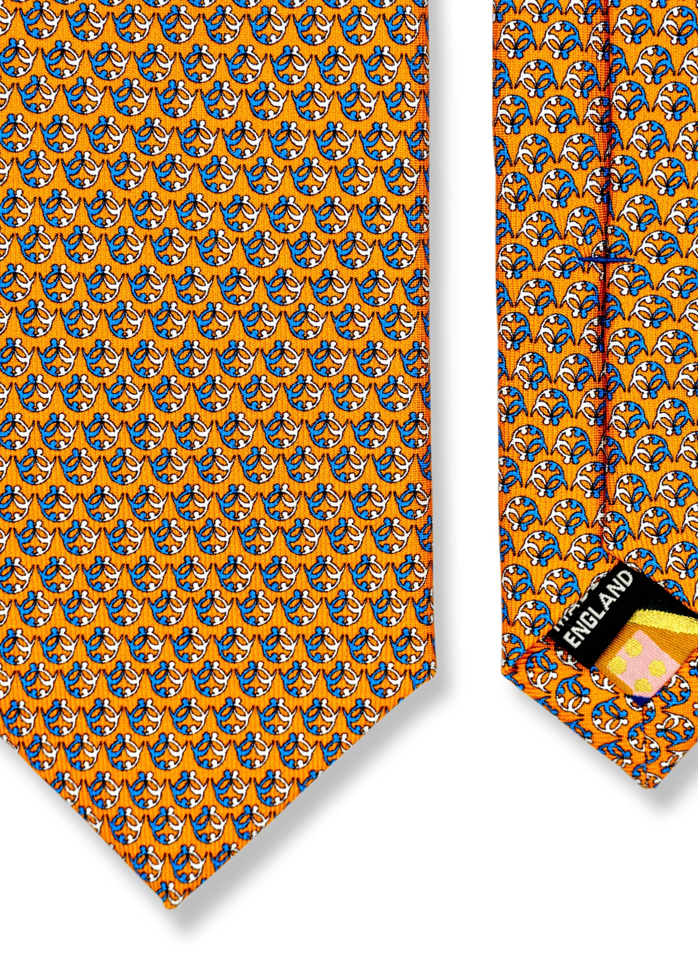 ADINKRA Tie Orange Ti Koro Nko Agyina Hand-Finished Silk Tie