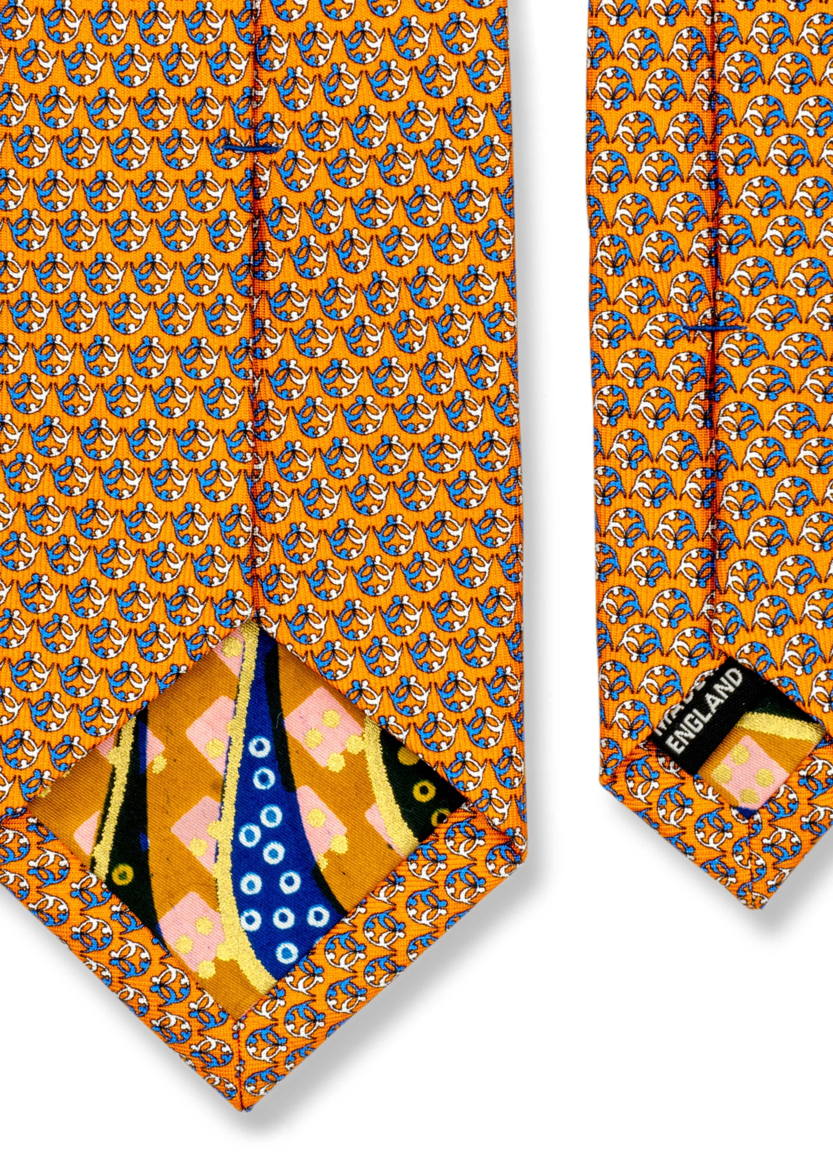 ADINKRA Tie Orange Ti Koro Nko Agyina Hand-Finished Silk Tie