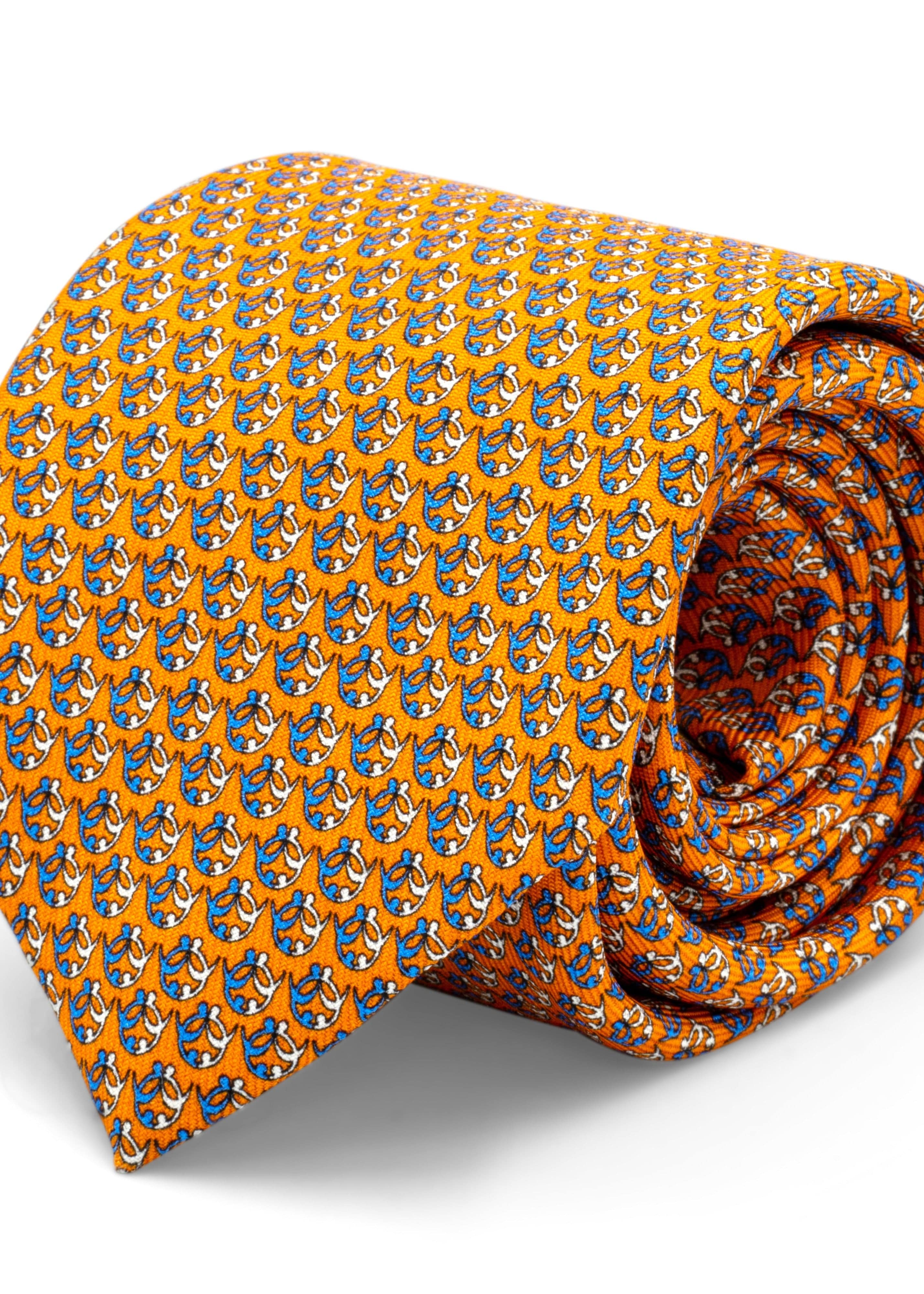 ADINKRA Tie Orange Ti Koro Nko Agyina Hand-Finished Silk Tie