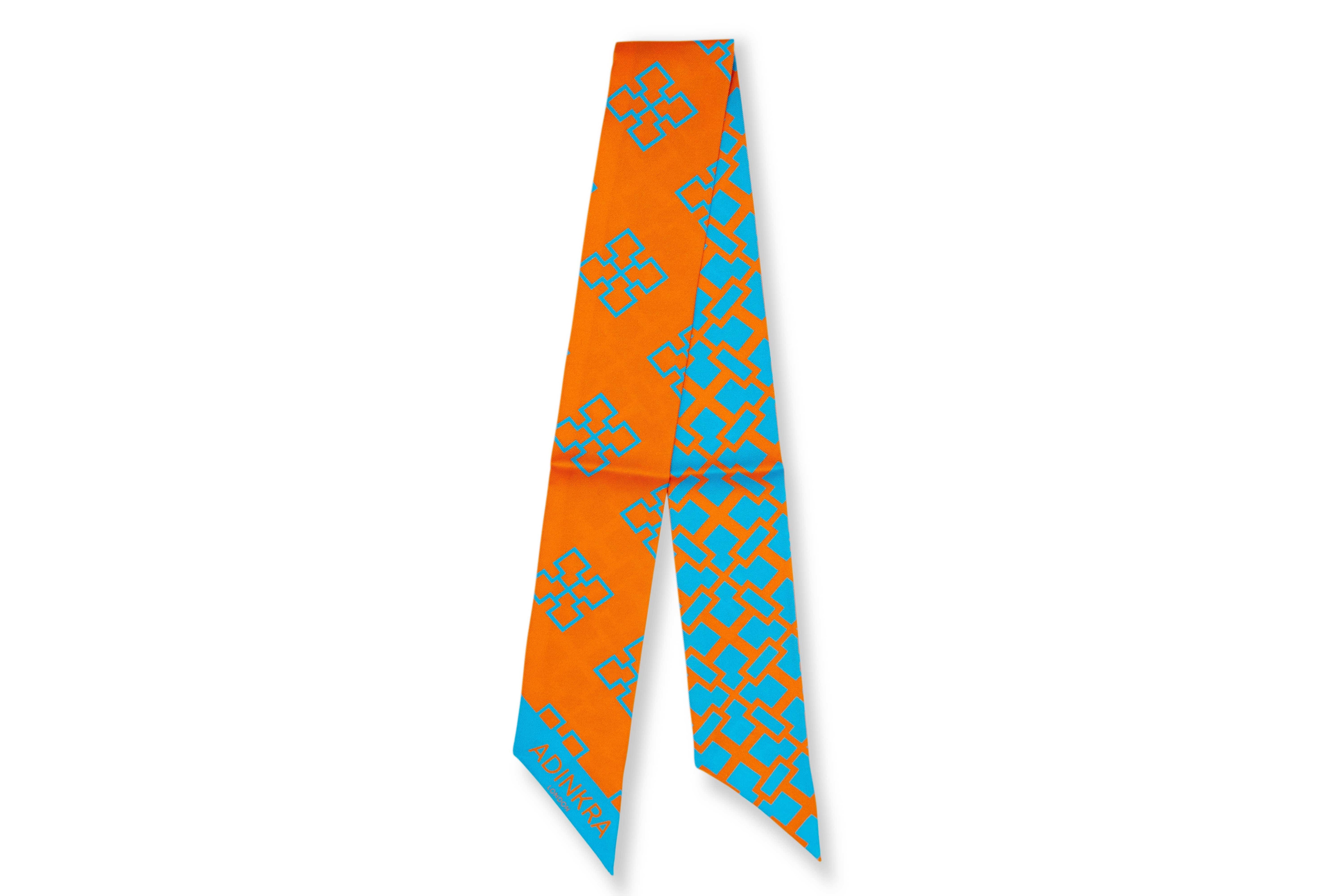 ADINKRA Twilly Orange NSAA Silk Twilly