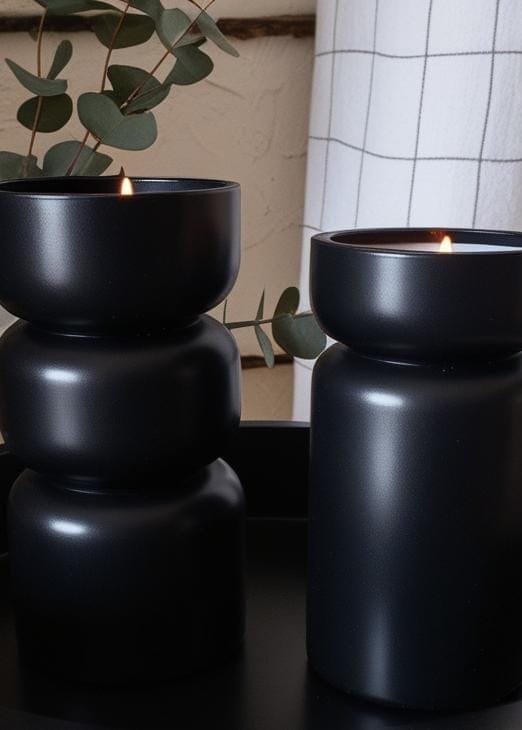 Diadota Home Accessories Black Miale Candle Holder Set A