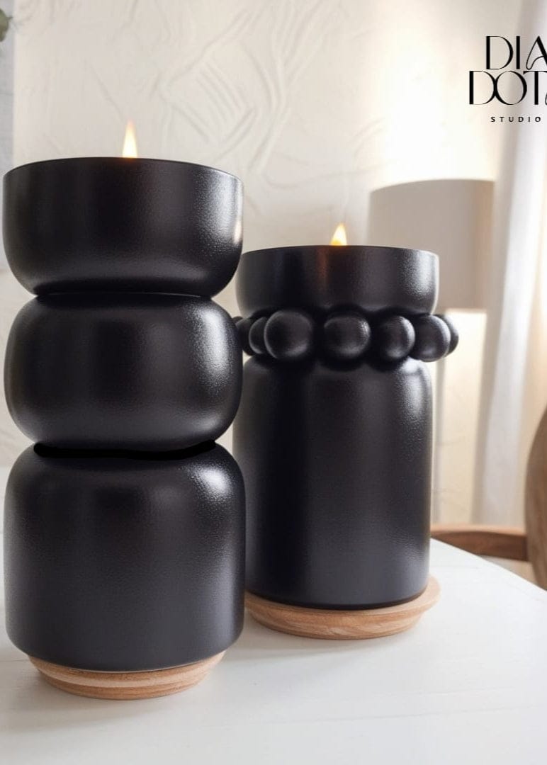 Diadota Home Accessories Black Miale Candle Holder Set B