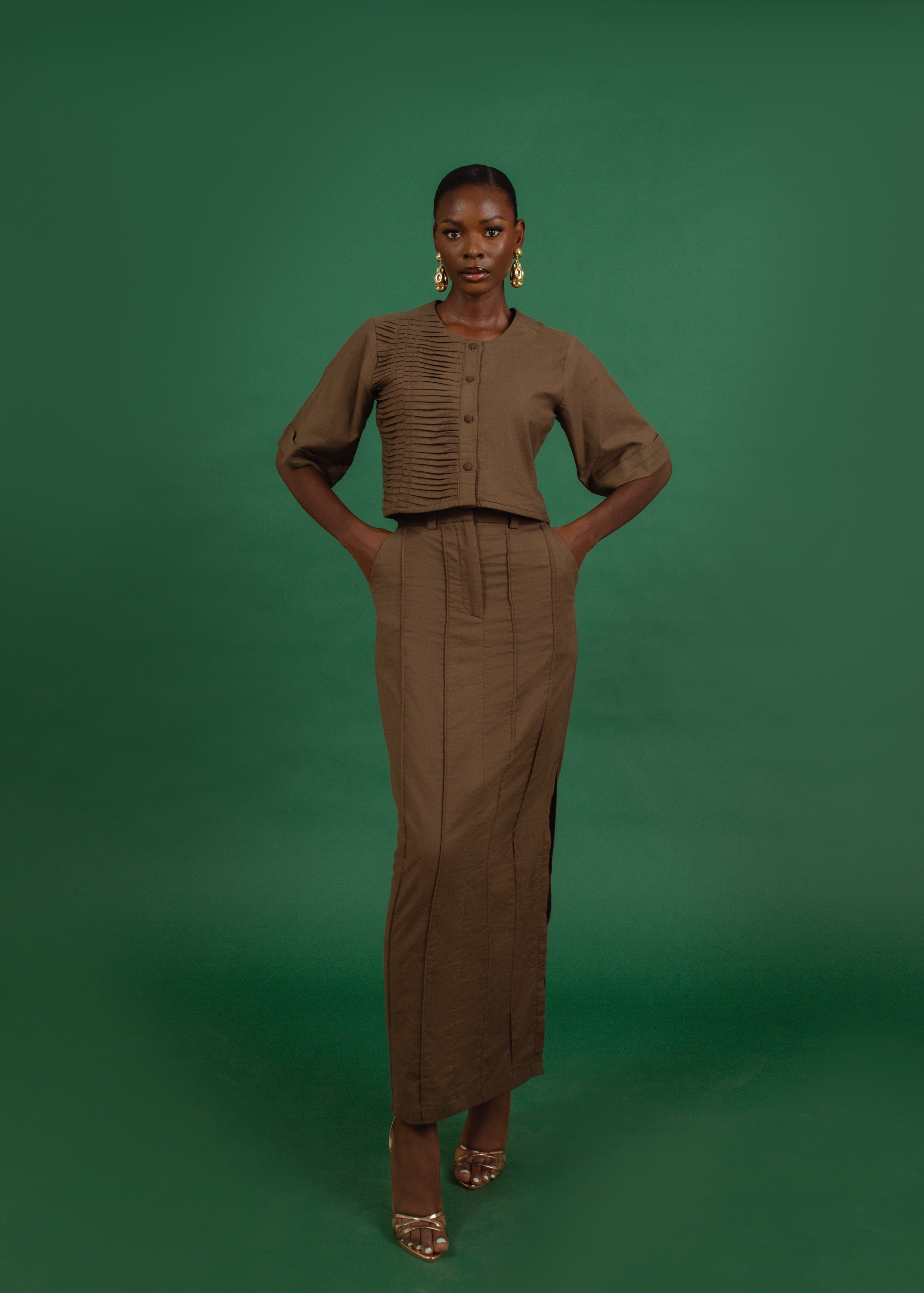 Domina By Michelle Skirts Brown / 8 Brown Linen Skirt