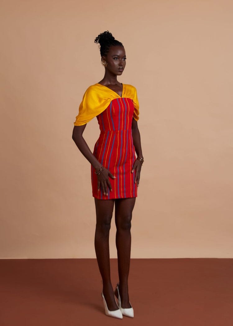 Jermaine Bleu Dress Handwoven Kente Armani Dress