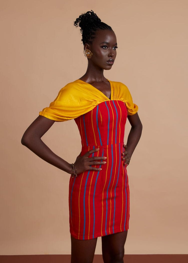 Jermaine Bleu Dress Handwoven Kente Armani Dress