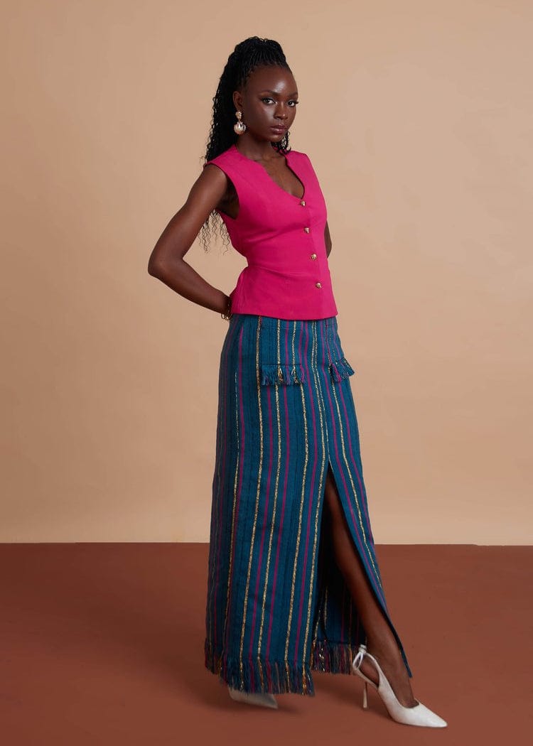 Jermaine Bleu Skirts Handwoven Kente Efua Skirt