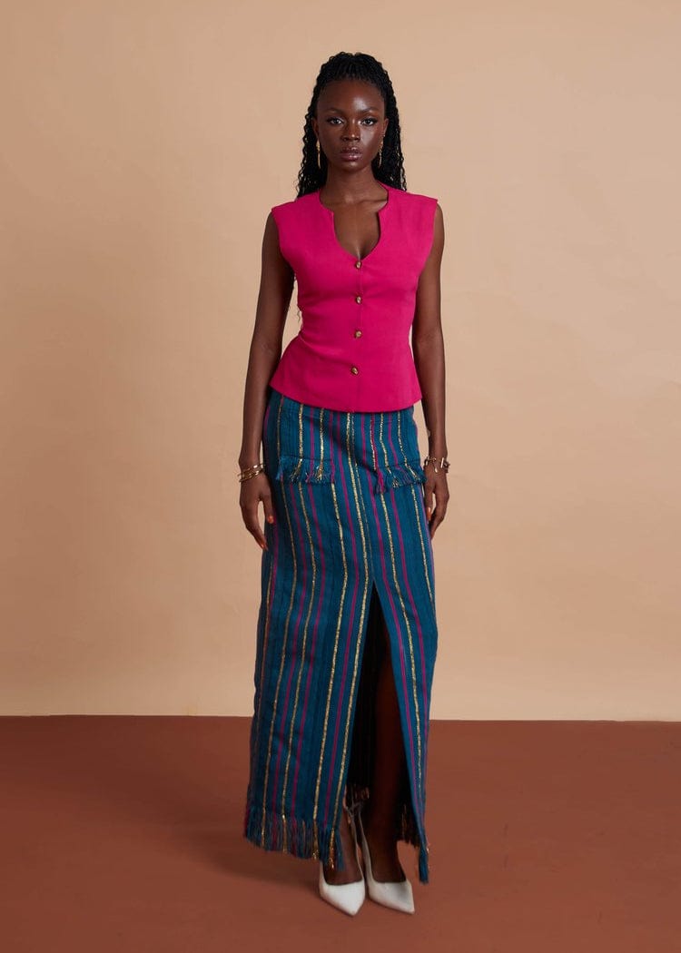 Jermaine Bleu Skirts Handwoven Kente Efua Skirt