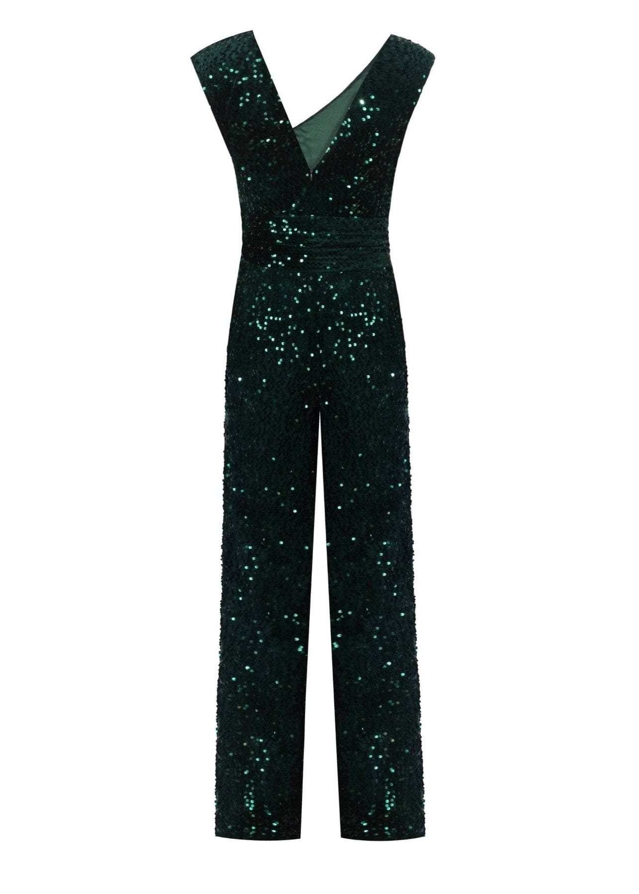 NALÈ Jumpsuit Green Velvet Sequin Jumpsuit with Satin Lining and Detachable Belt