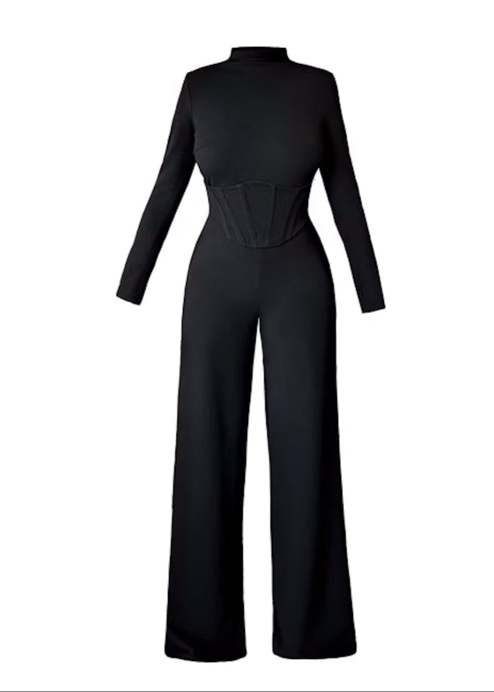 NALÈ Women's Jumpsuit Black Turtleneck Corset Palazzo Jumpsuit