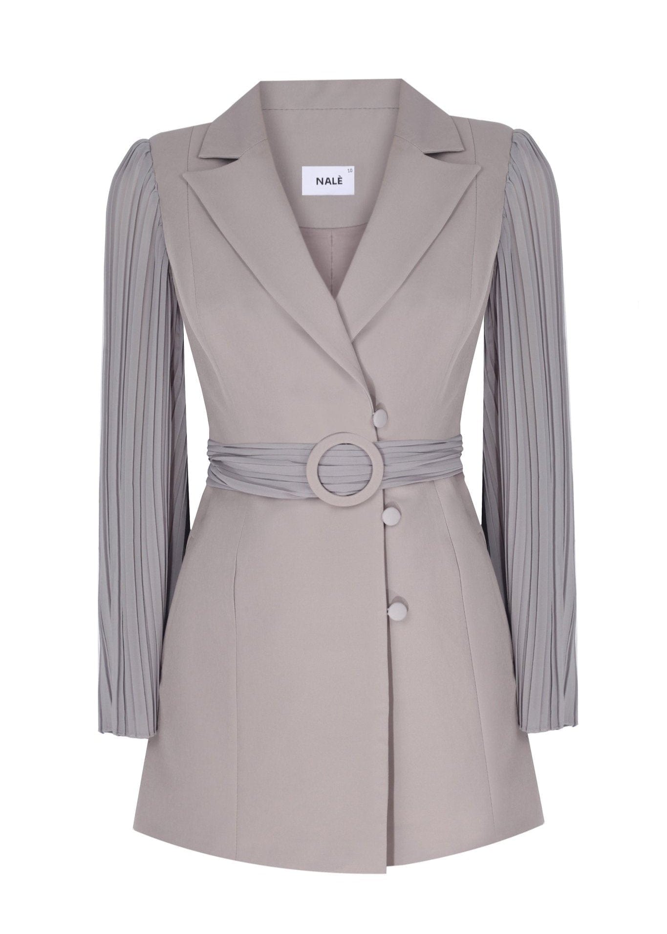 NALÈ Women's Suit Pleated Sleeves Blazer Dress & Palazzo Wide Leg Trouser Suit - Grey